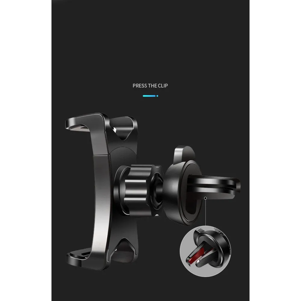 3 in 1 Car GPS Smartphone Holder: Dashboard / Visor Clamp   AC Grid Clip for Micromax A45, Punk - Black