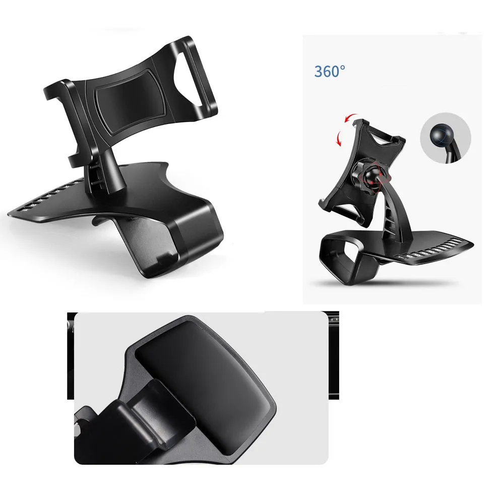 3 in 1 Car GPS Smartphone Holder: Dashboard / Visor Clamp   AC Grid Clip for Micromax A45, Punk - Black