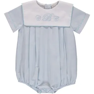 30106-Monogrammable Blue Baby Boy Bubble Romper