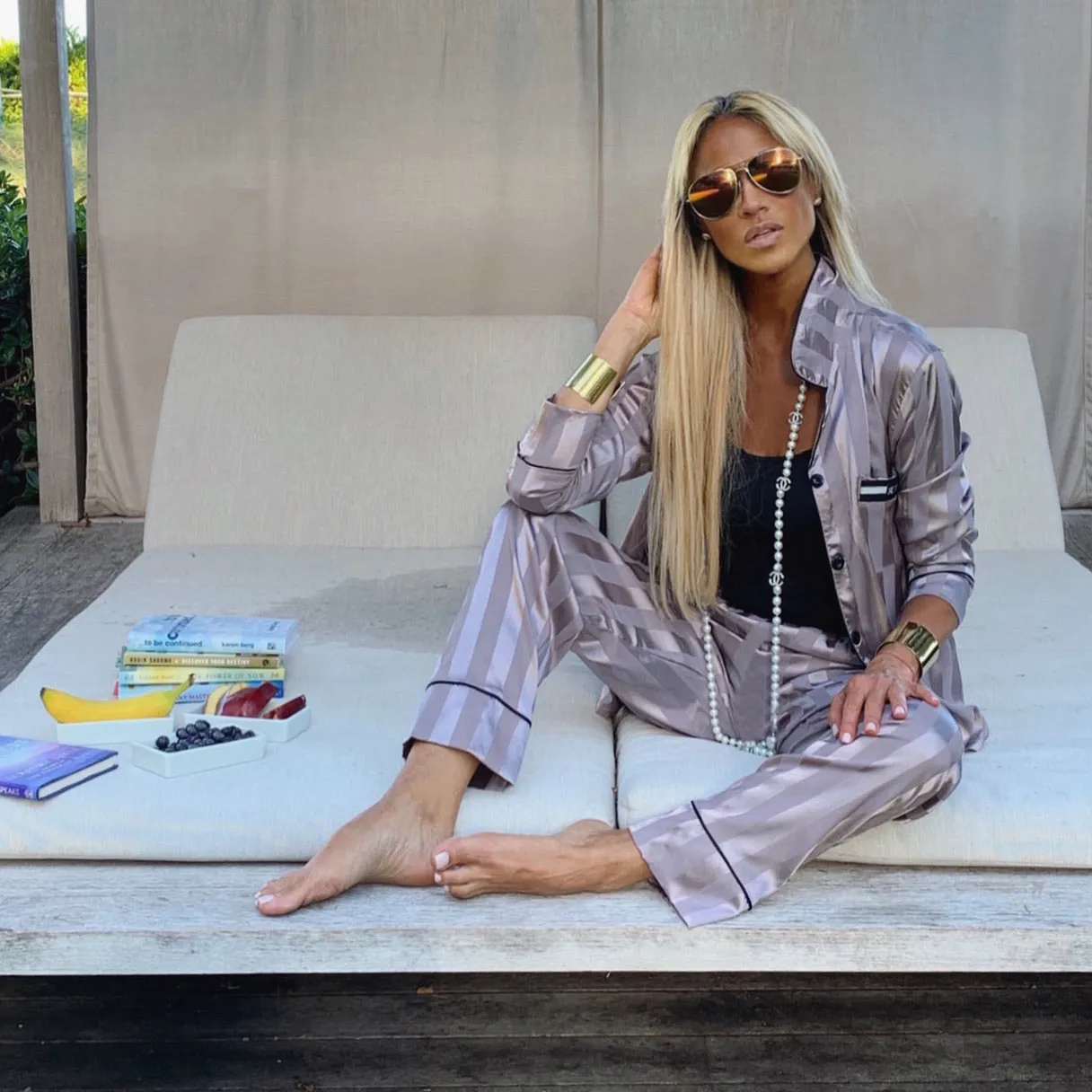 A. Silver Mauve organic silk loungewear - The Park Avenue