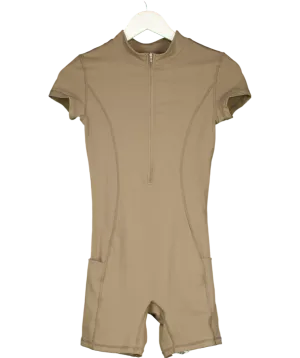 Adanola Brown Ultimate Zip Front Pocket Romper UK S
