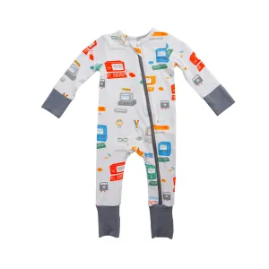 Angel Dear Baby Computer Grey 2 Way Zipper Romper