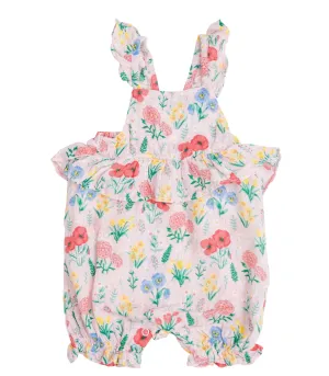 Angel Dear Summer Floral Muslin Ruffle Empire Waist Shortie Romper