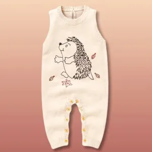 Autumn Hedgehog Knit Romper – Baby Sleeveless One-Piece (Newborn-18M)