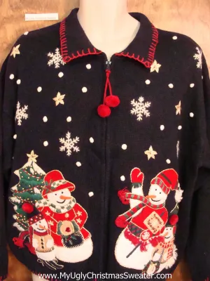 Awesome Snowmen Themed Ugly Festive Xmas Sweater