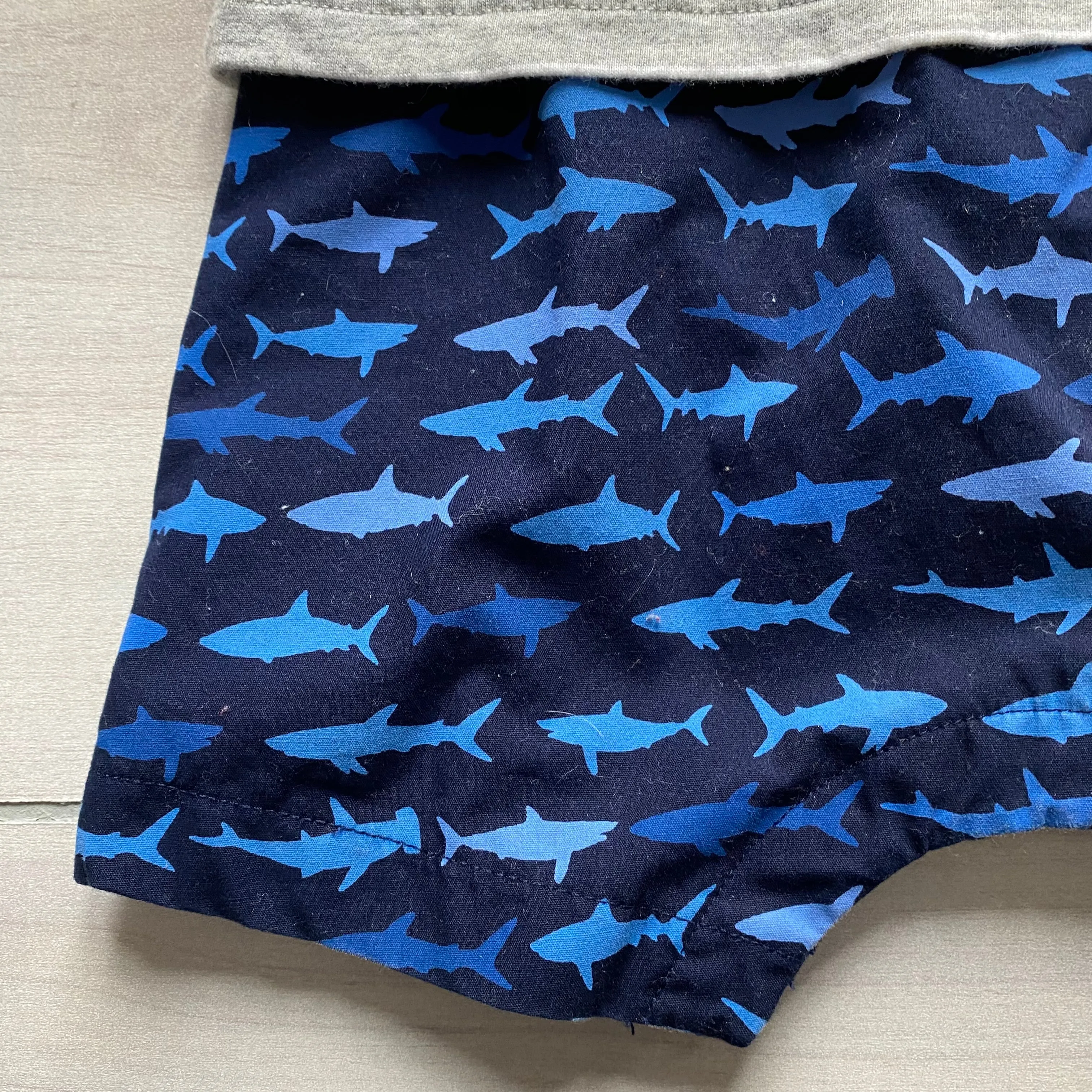 Baby Gap Gray Striped Shark Bottom One Piece Short Romper