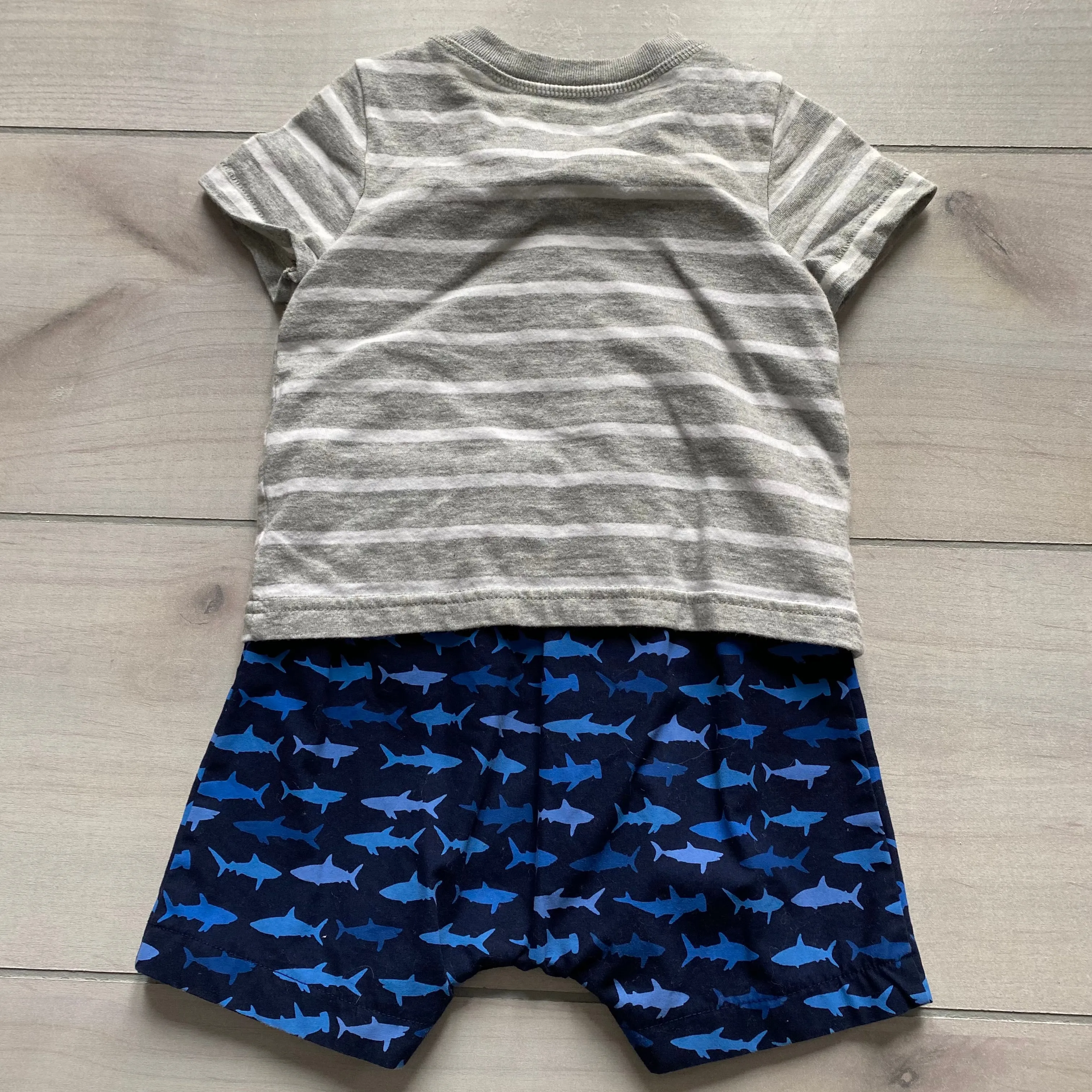 Baby Gap Gray Striped Shark Bottom One Piece Short Romper