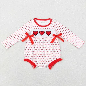 Baby Infant Girls Romper Embroidery Hearts Valentines Long Sleeve Rompers LR0835