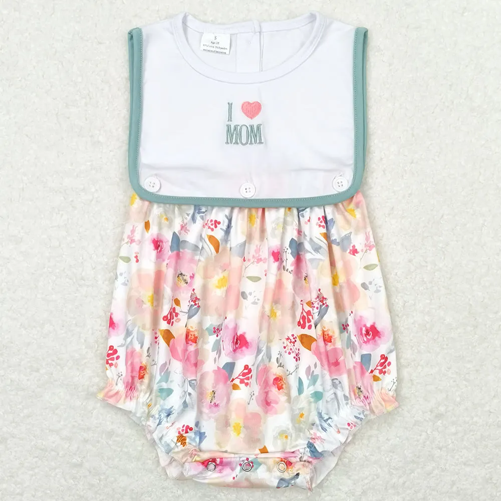 Baby Infant Girls Romper I Love Mom Floral Summer Rompers SR0989