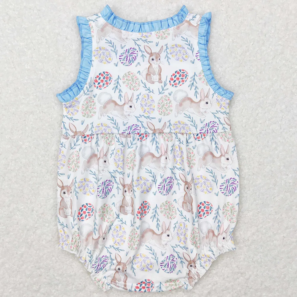 Baby Infant Girls Rompers Easter Rabbit Flowers Sleeveless Rompers SR0507