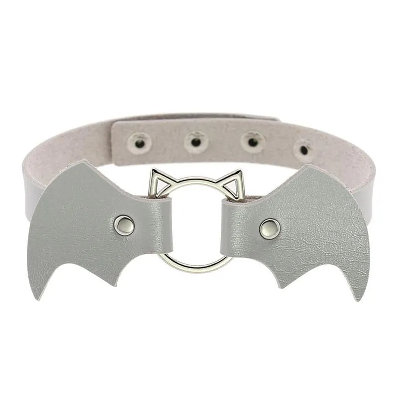 Bat Wings Vampire Kitty Leather Collar
