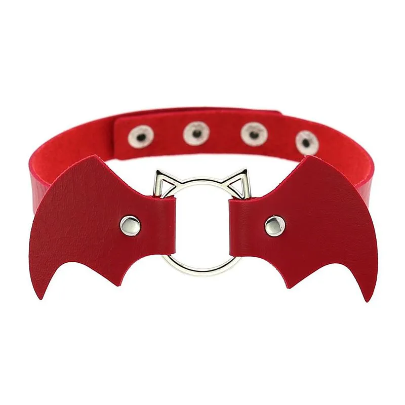 Bat Wings Vampire Kitty Leather Collar