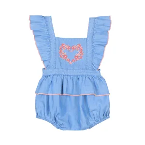 Bebe Leah Chambray Romper in Indigo