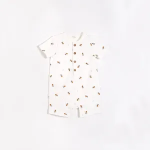 Bees Print on Henley Jersey Romper | Petit Lem