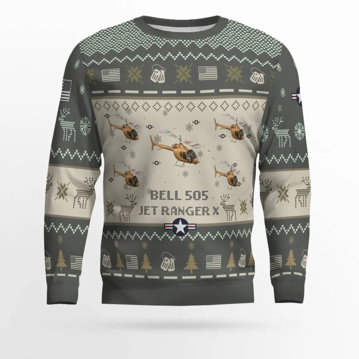 Bell 505 Jet Ranger X Aircraft Ugly Sweater, Ugly Sweater Christmas Shirt for Men Dad Veteran