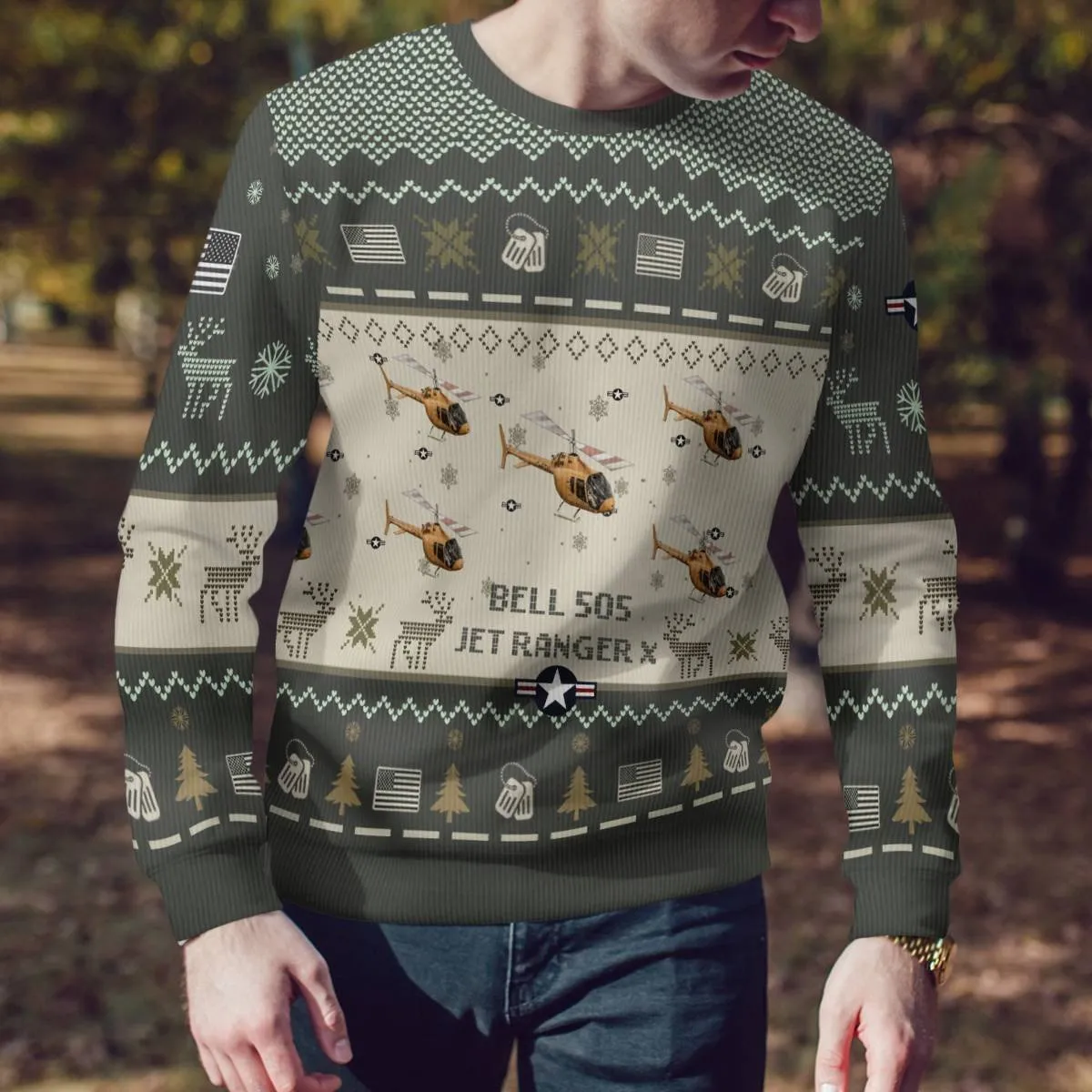 Bell 505 Jet Ranger X Aircraft Ugly Sweater, Ugly Sweater Christmas Shirt for Men Dad Veteran