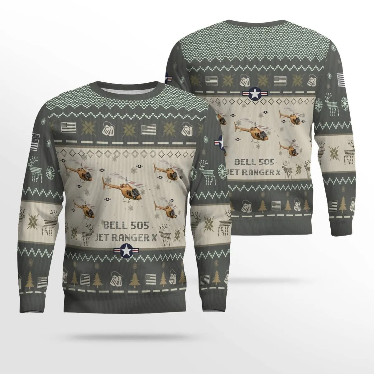 Bell 505 Jet Ranger X Aircraft Ugly Sweater, Ugly Sweater Christmas Shirt for Men Dad Veteran