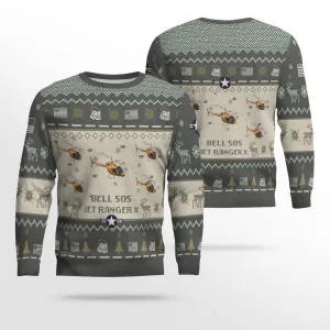 Bell 505 Jet Ranger X Aircraft Ugly Sweater, Ugly Sweater Christmas Shirt for Men Dad Veteran