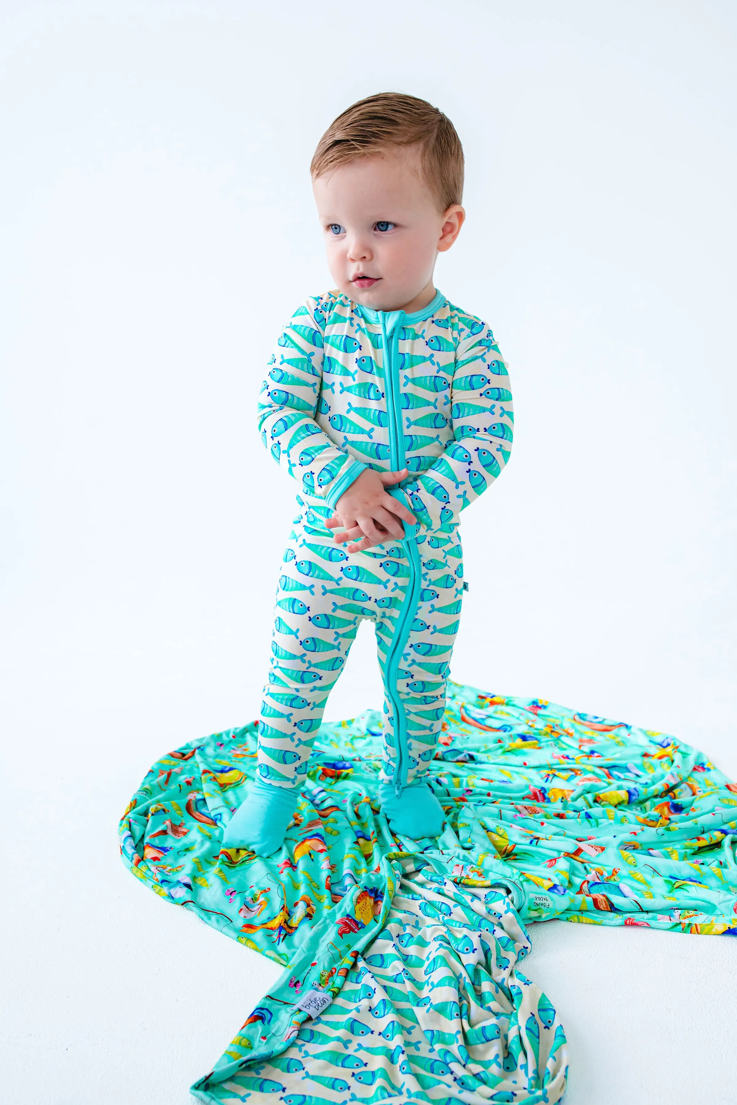 Birdie Bean Brooks Fish Fishing Kids Convertible Romper