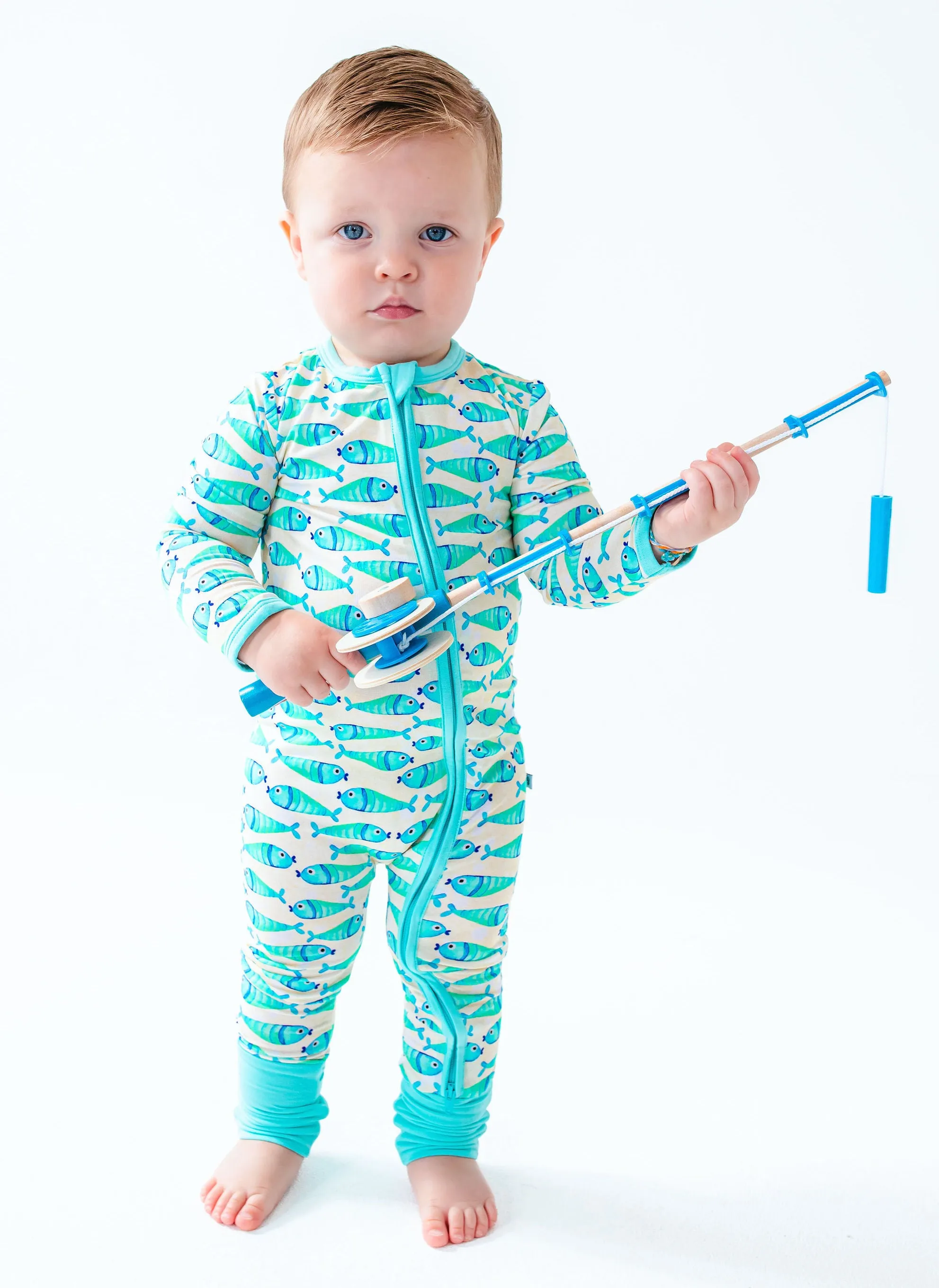 Birdie Bean Brooks Fish Fishing Kids Convertible Romper
