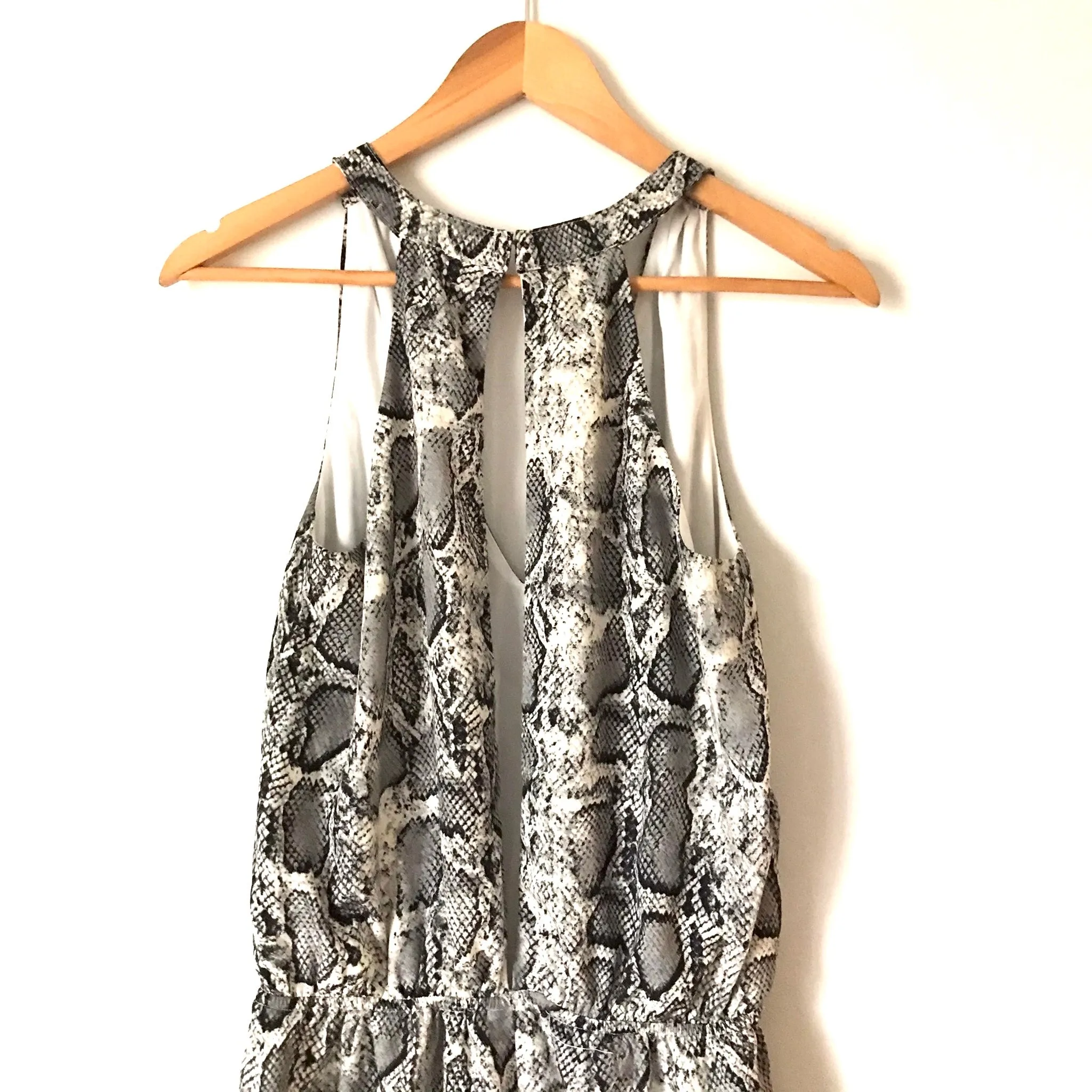 Blue Blush Snakeskin Print Romper with Elastic Waist and Exposed Back- Size S