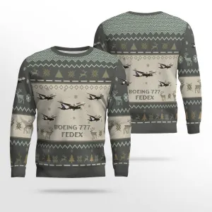 Boeing 777 FedEx Aircraft Ugly Sweater not us, Ugly Sweater Christmas Shirt for Men Dad Veteran