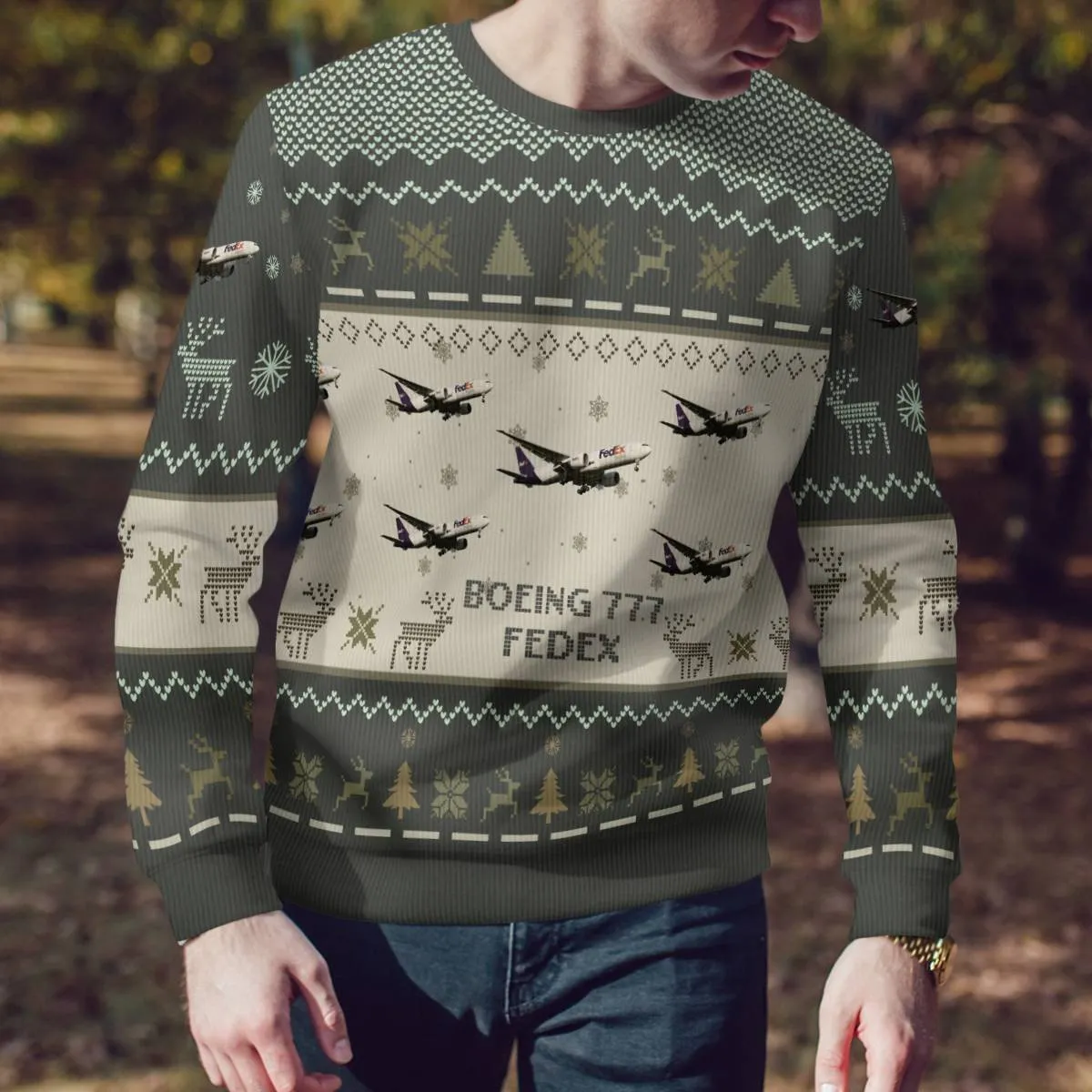 Boeing 777 FedEx Aircraft Ugly Sweater not us, Ugly Sweater Christmas Shirt for Men Dad Veteran