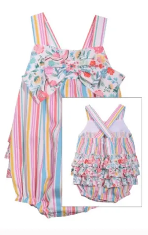 Bonnie Baby Stripe Floral Bubble Suit