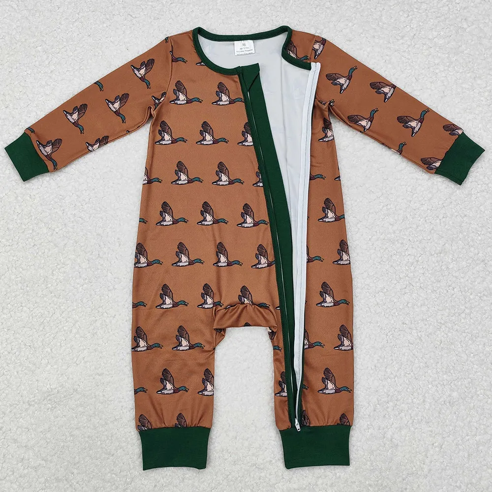 Boutique Infant Baby Boys Rompers Long Sleeve Zip Romper Onesie LR2154