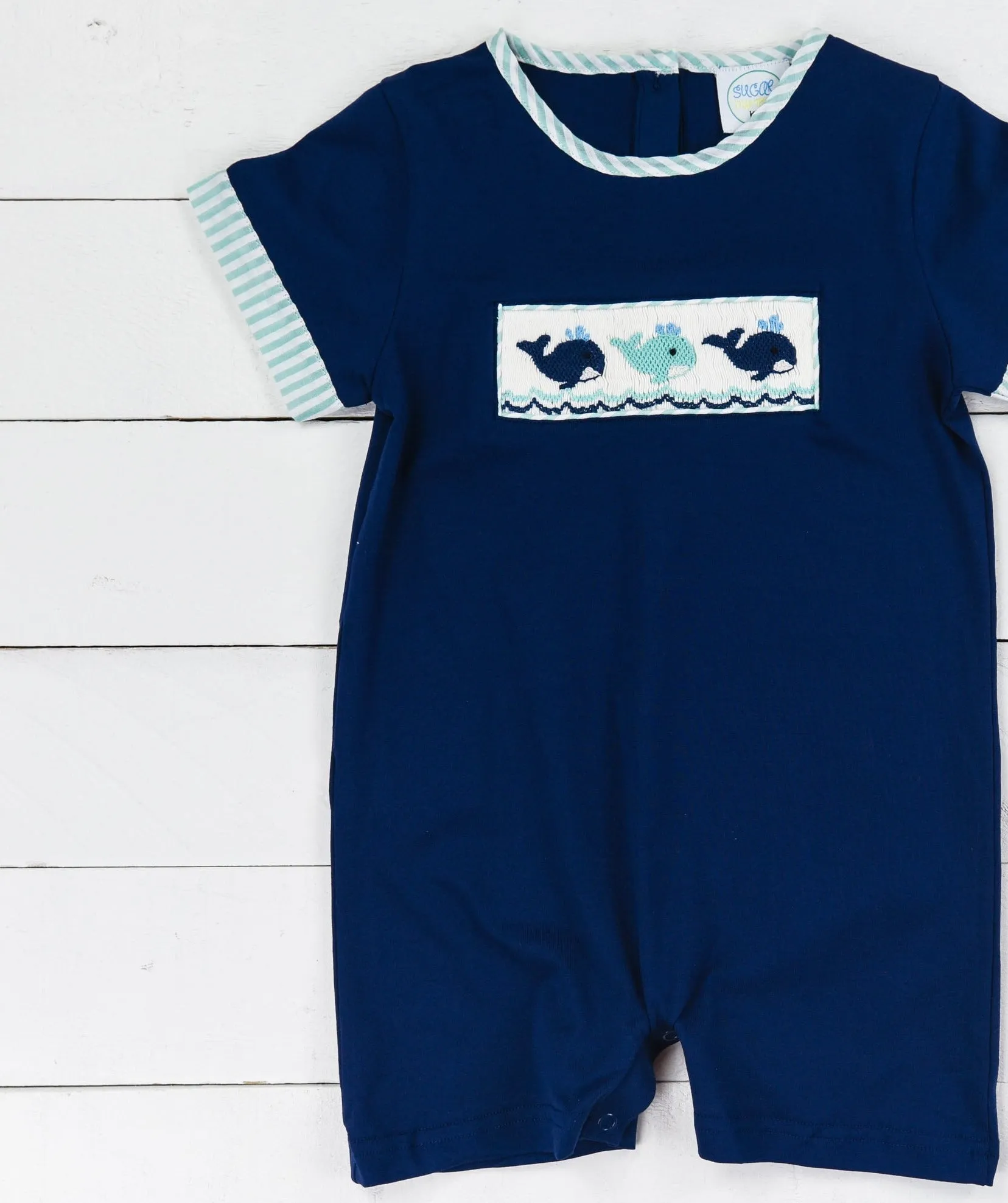 Boys Smocked Whale Romper