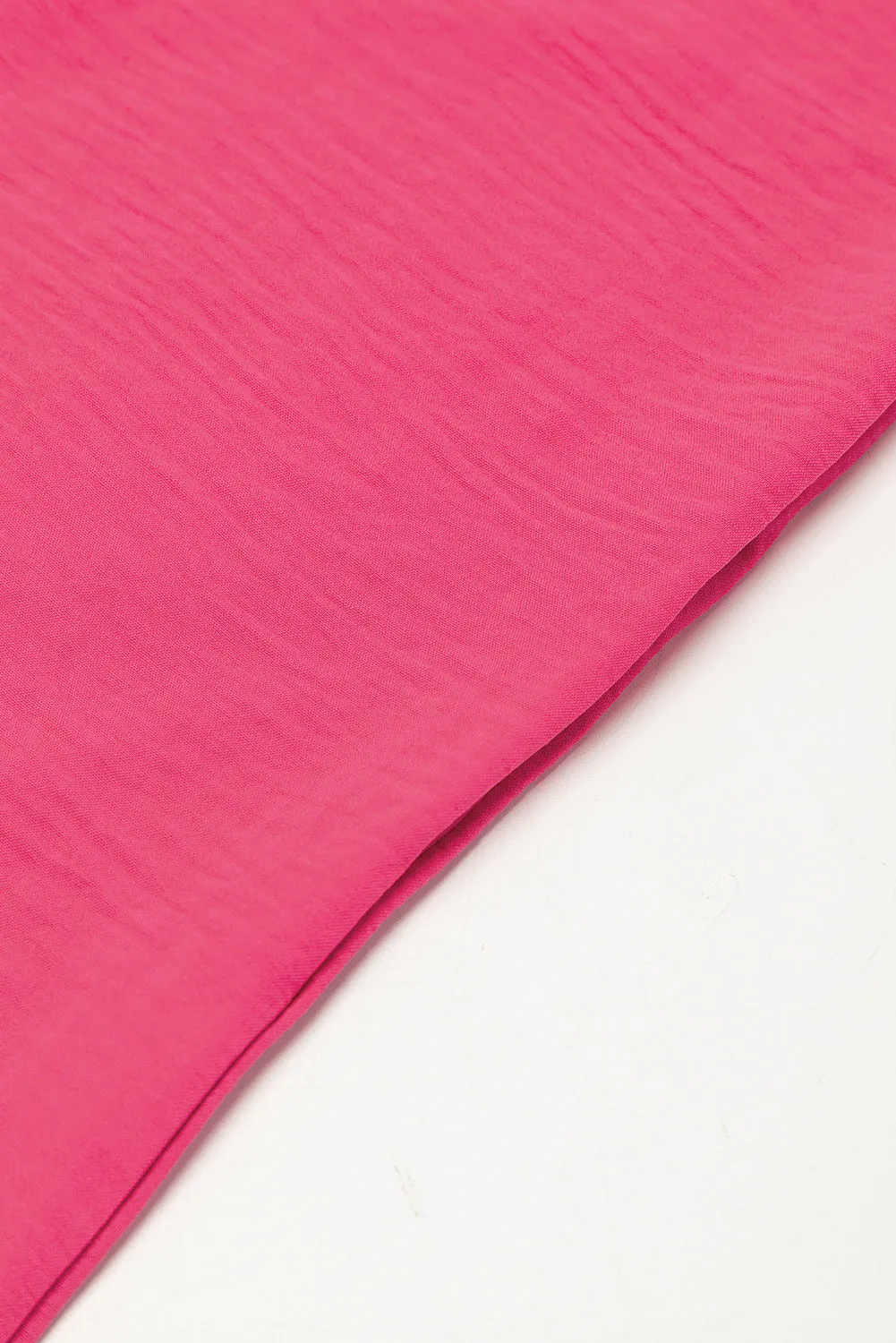 Bright Pink Plain Half Button Collared Pocket Loose Romper
