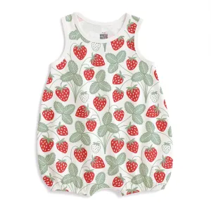 Bubble Romper - Strawberries Red & Green