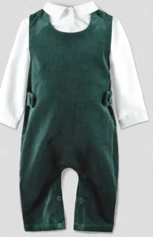 Carriage Boutique - Green Velvet Baby Boy Romper