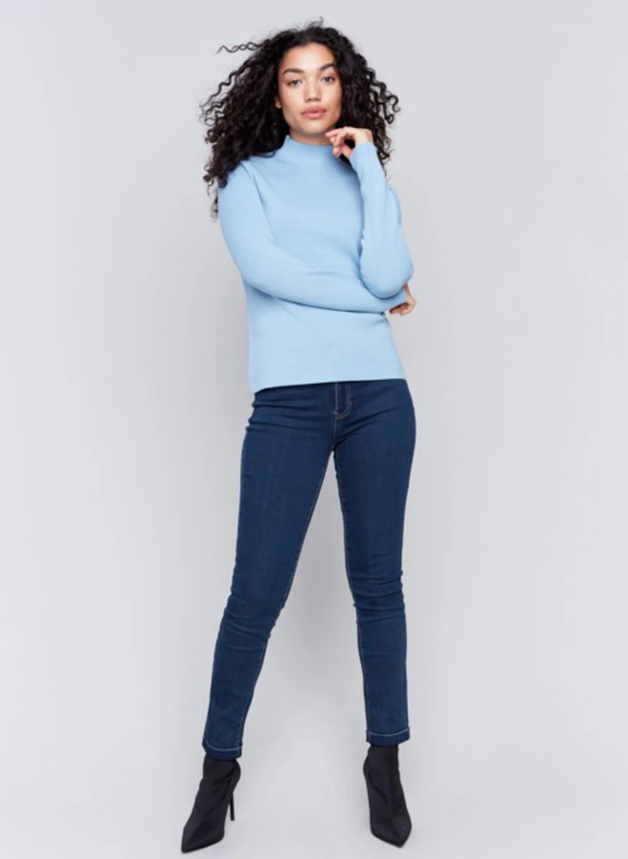 Charlie B - Reversible Mock-Neck Sweater - H-Frost
