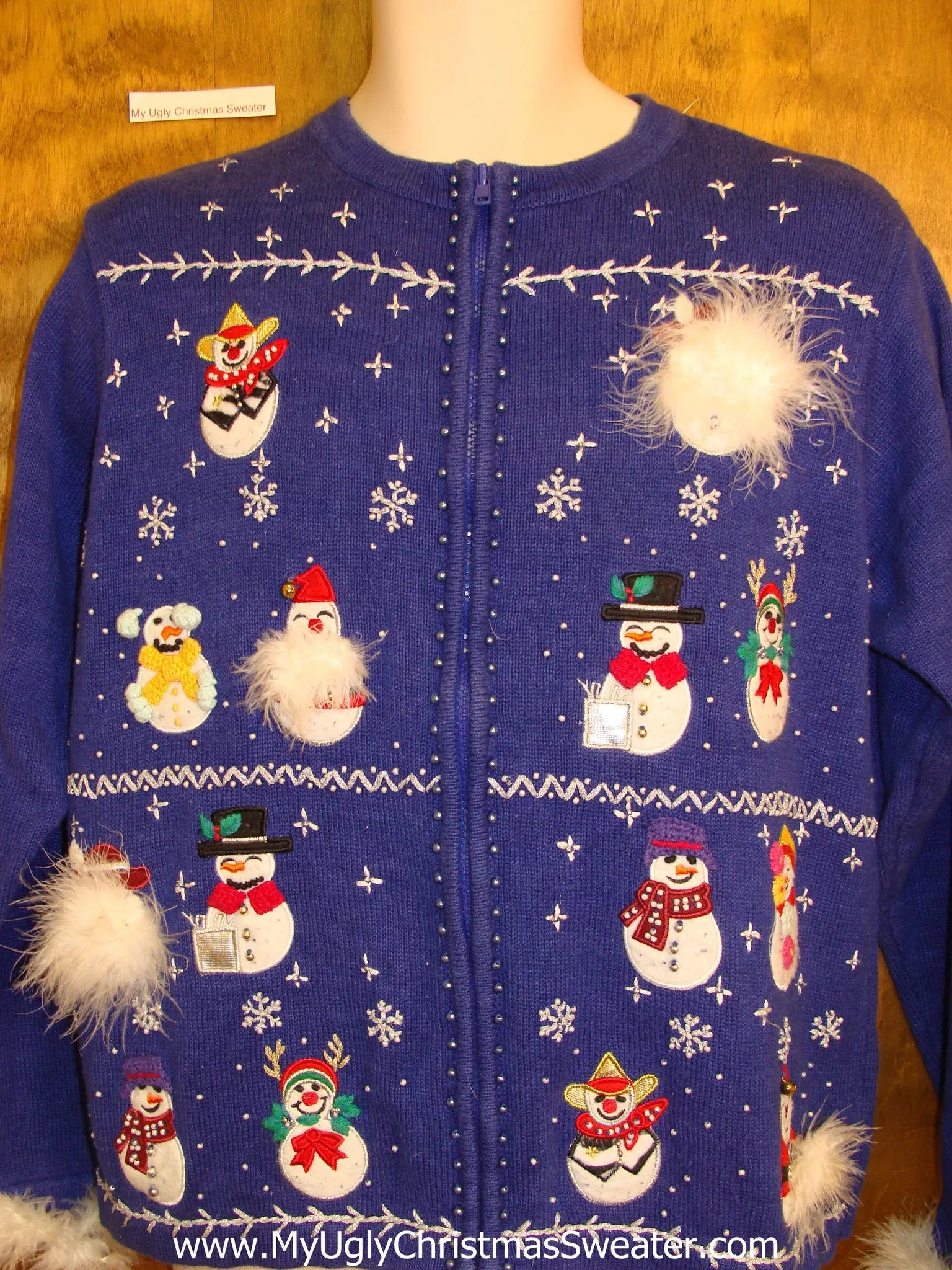 Cheesy Christmas Jumper Sweater Fluffy Snowmen