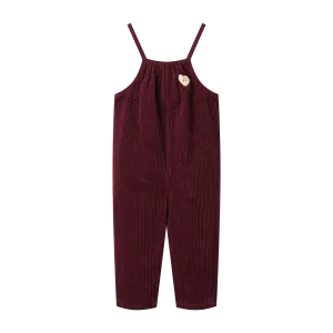 corduroy long romper - burgundy