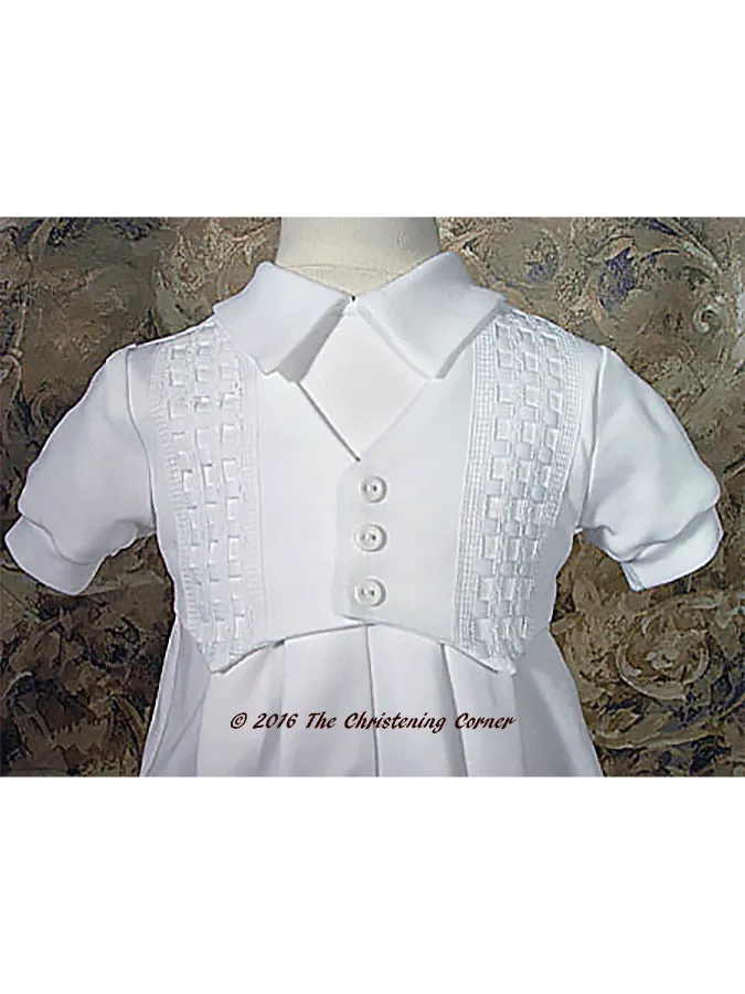 Cotton Interlock Windowpane Christening Romper