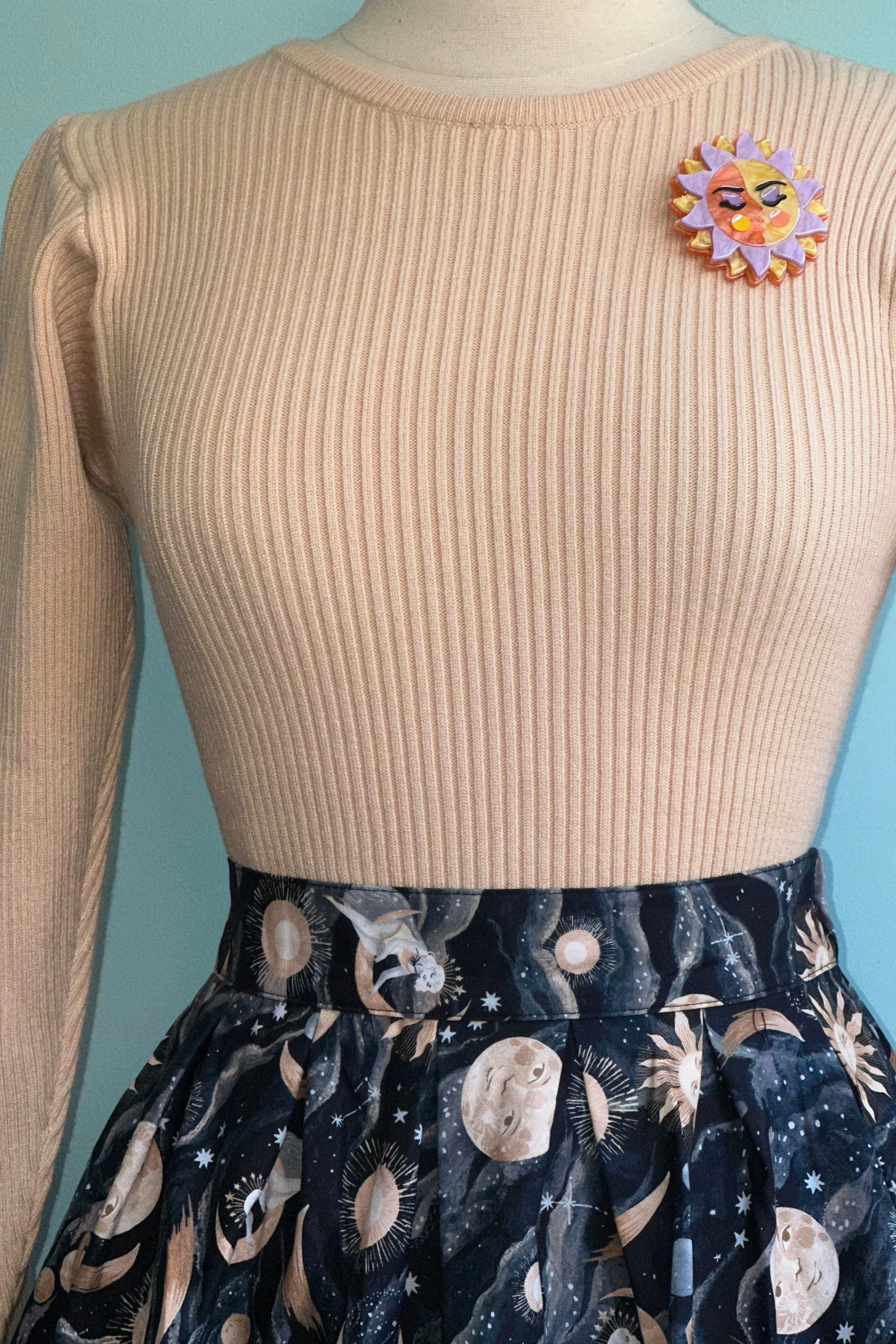Cream Ribbed Knit Puff Sleeve Sweater by Wild Pony