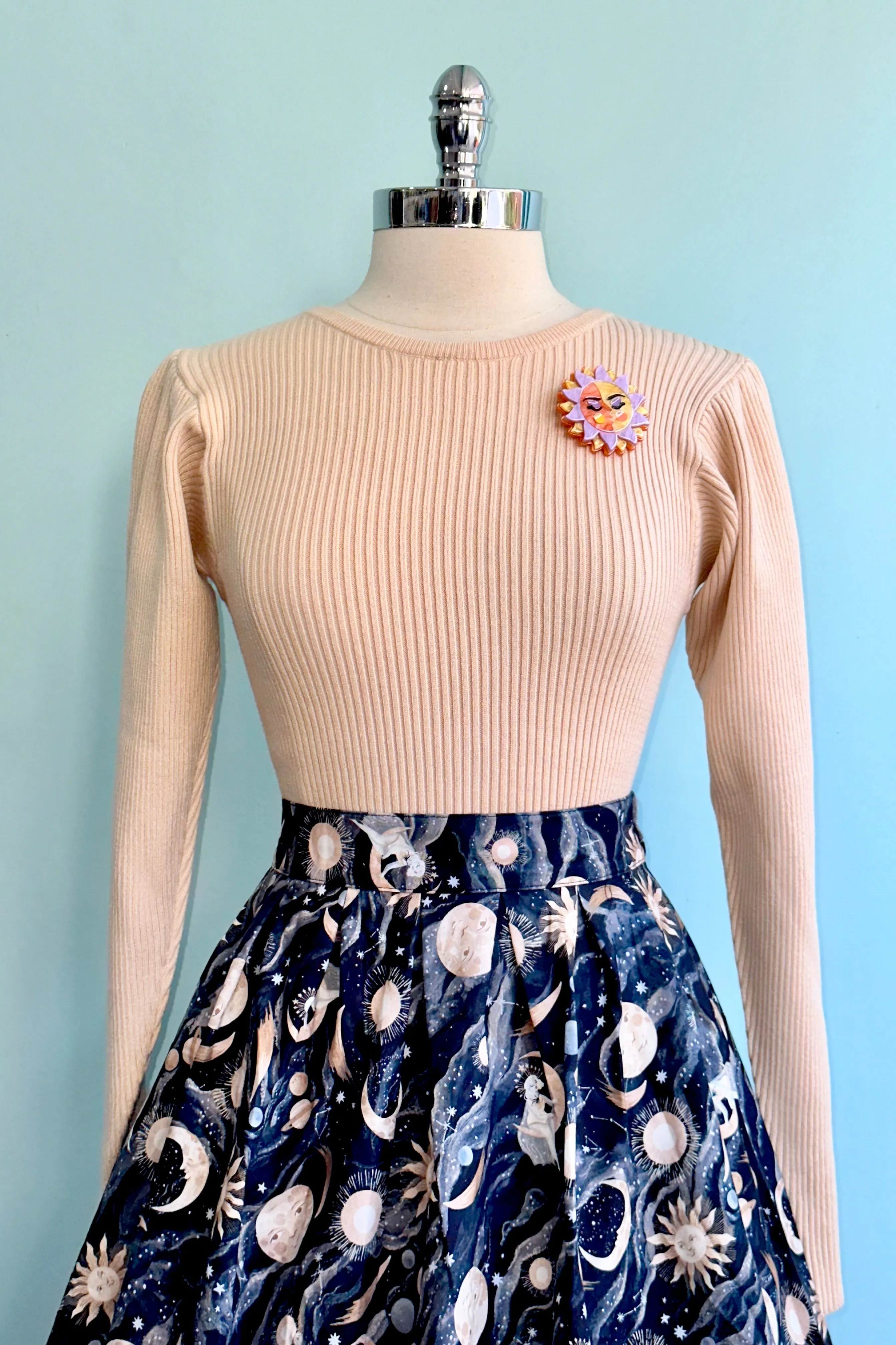 Cream Ribbed Knit Puff Sleeve Sweater by Wild Pony