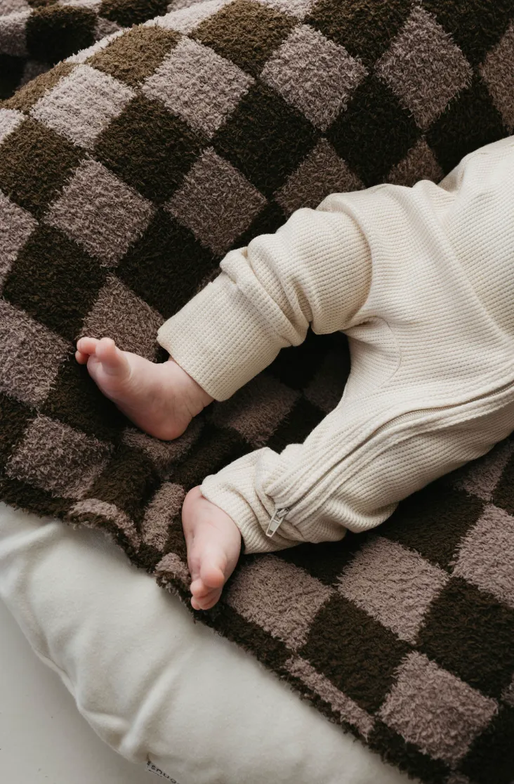 Cream   | Waffle Knit Basic Zip Romper