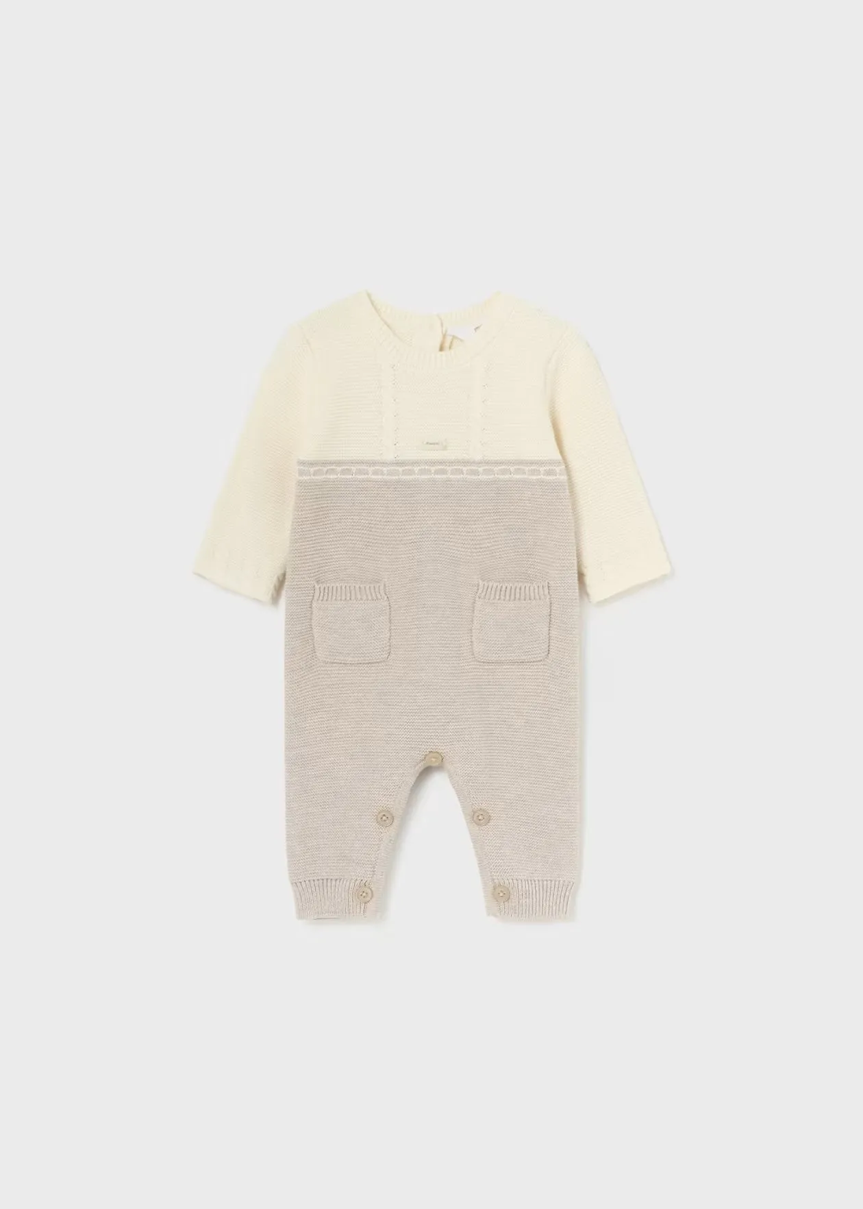 Cream/Tan Contrast Knit Romper