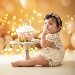 Crochet Lace Boho Baby Romper for First Birthday Photo, Smash Cake Outfit Girl