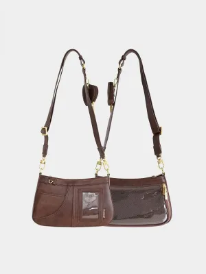Dark Brown Wasteland Punk Ita Bag with Sweetheart Charm