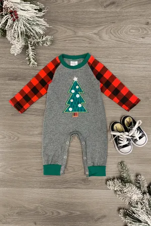 Dark Gray Christmas Tree Romper