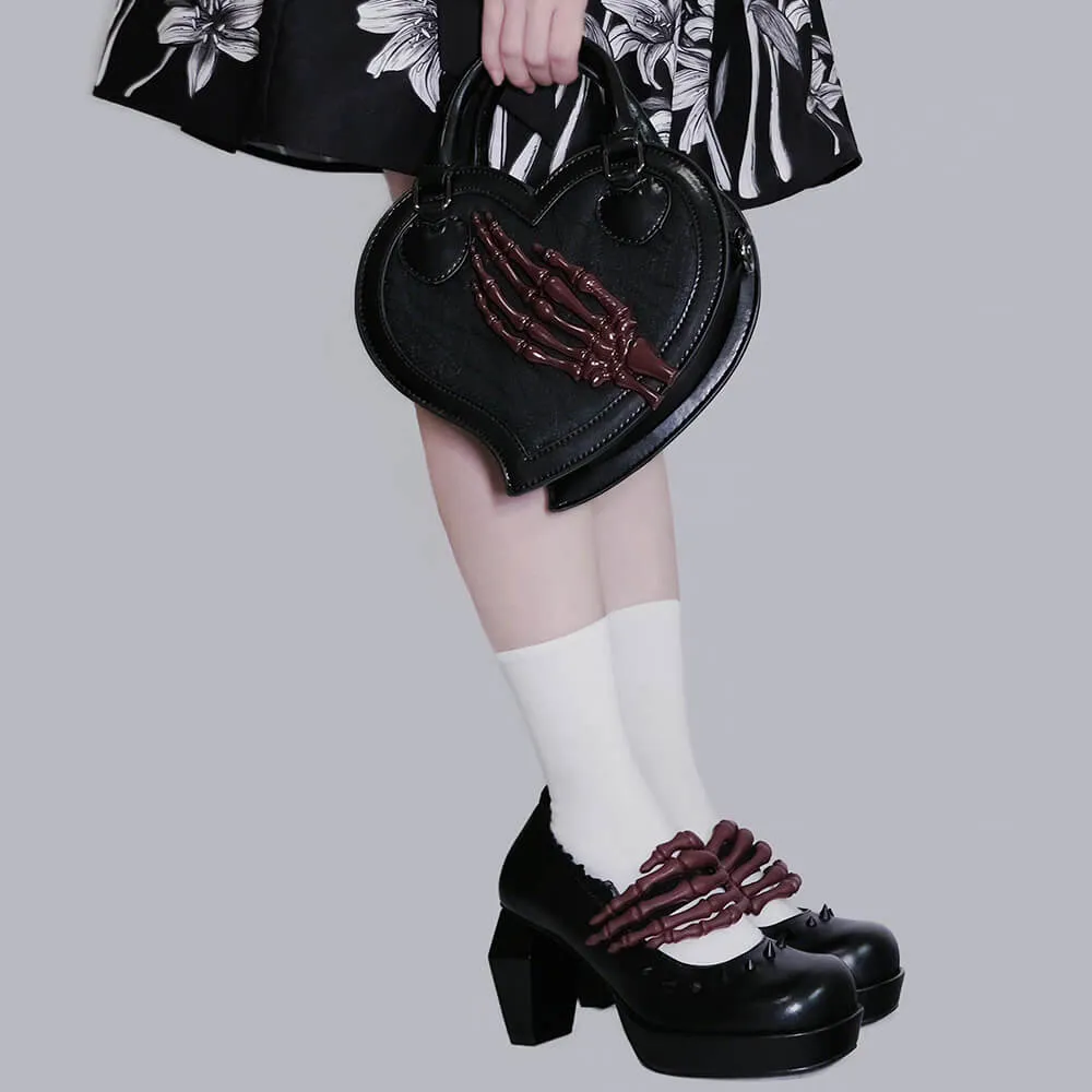 Detachable Skull Claw Heart Shaped Bag
