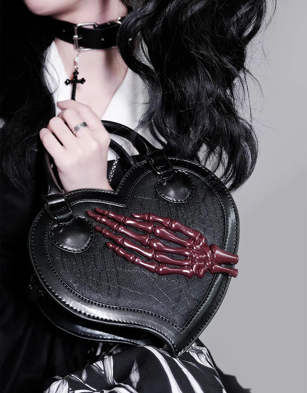 Detachable Skull Claw Heart Shaped Bag
