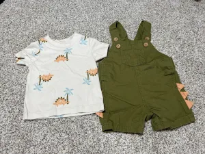 Dino ss shirt and green romper - Carters - size Baby Clothes 00-03m or 3M