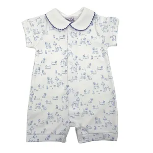 Dogs Pima Cotton Romper Blue