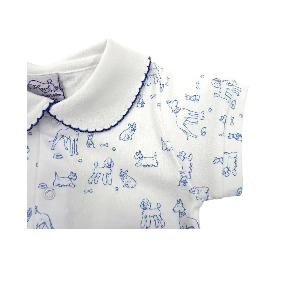 Dogs Pima Cotton Romper Blue