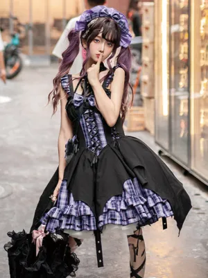 Dress Check Punk Suspender Accessories Head Rock Irregular Halterneck